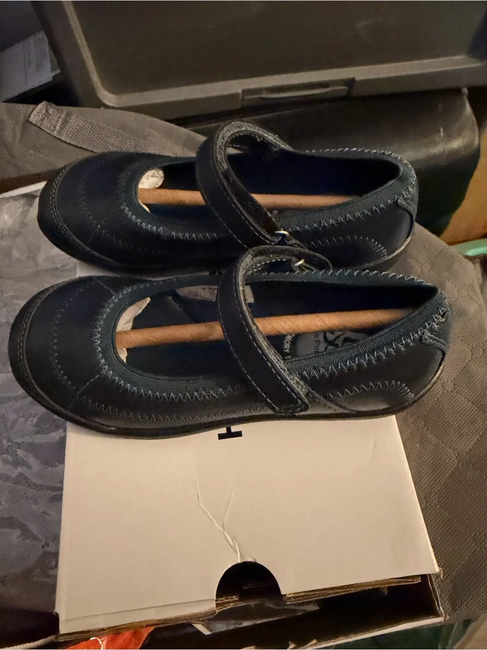 Hush Puppies Navy Leather Mary Jane with Contrast Stitching